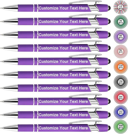 Qingxily Up to 300 Pcs Custom Pens Bulk Personalized Pens with Free Engraving Customized Stylus Ballpoint Pens with Your Name Text Message for Business Graduation Anniversaries-12 Pcs