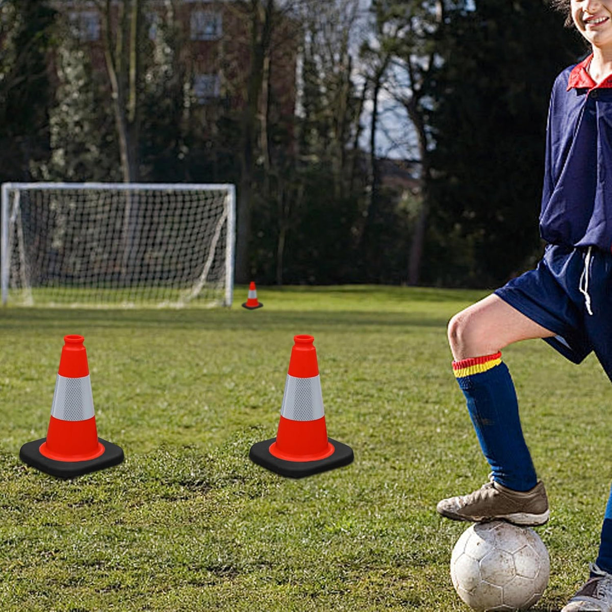 OrangeStar 12" Traffic Cones 4-Pack, Orange Safety Cones with Reflective Collar & Heavy Duty Base for Driving Practice, Parking Lots, Roadwork, Construction | Indoor & Outdoor Use