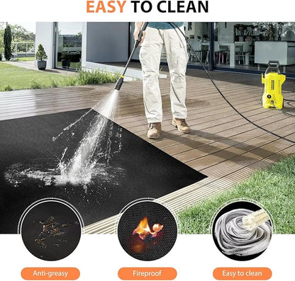 60 x 42 inch Under Grill Mats for Outdoor Grill, Double-Sided Fireproof Deck and Patio Protector Mat, BBQ Mat for Under BBQ, Waterproof Oil-Proof Grill Floor Pads Fire Pit Mat Fireplace Mat