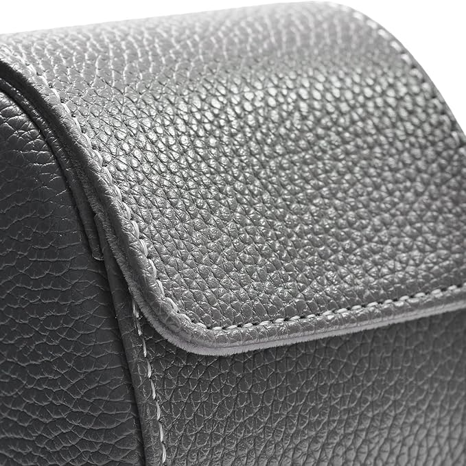 Oirlv Luxury Leather Travel Watch Case - Single Watch Box for Women - Portable Jewelry Storage Roll Organizer (Grey)
