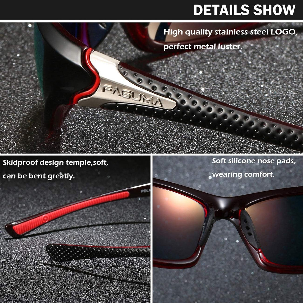 FAGUMA Sports Polarized Sunglasses For Men Cycling Driving Fishing UV400 Protection