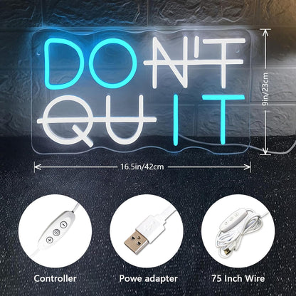 Do It Don't Quit Neon Sign USB Powered with Dimmable Switch for Wall Background Decor Room Decoration Inspirational Wall Art Office Bar Gym Parties Events Birthday Party 16.5x9 in