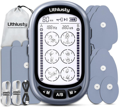 TENS Unit Muscle Stimulator for Pain Relief Therapy–Dual Channel 24 Modes TENS Machine&EMS Muscle Stimulator,Upgraded Large Screen Portable Muscle Stimulator for Back,Shoulder,& Neck Pain with 10 Pads