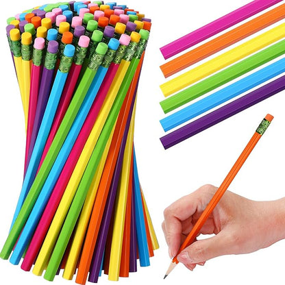 TecUnite 240 Pcs HB #2 Unsharpened Pencils with Eraser Wooden Hexagonal Graphite No 2 Pencils for Students Adults Gifts Exams School Office Sketching(Rainbow)