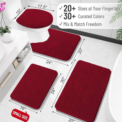 OLANLY Bathroom Rugs 32x20, Extra Soft Absorbent Chenille Bath Rugs, Rubber Backing Quick Dry, Machine Washable Bath Mats for Bathroom Floor, Tub and Shower, Home Decor Accessories, Red