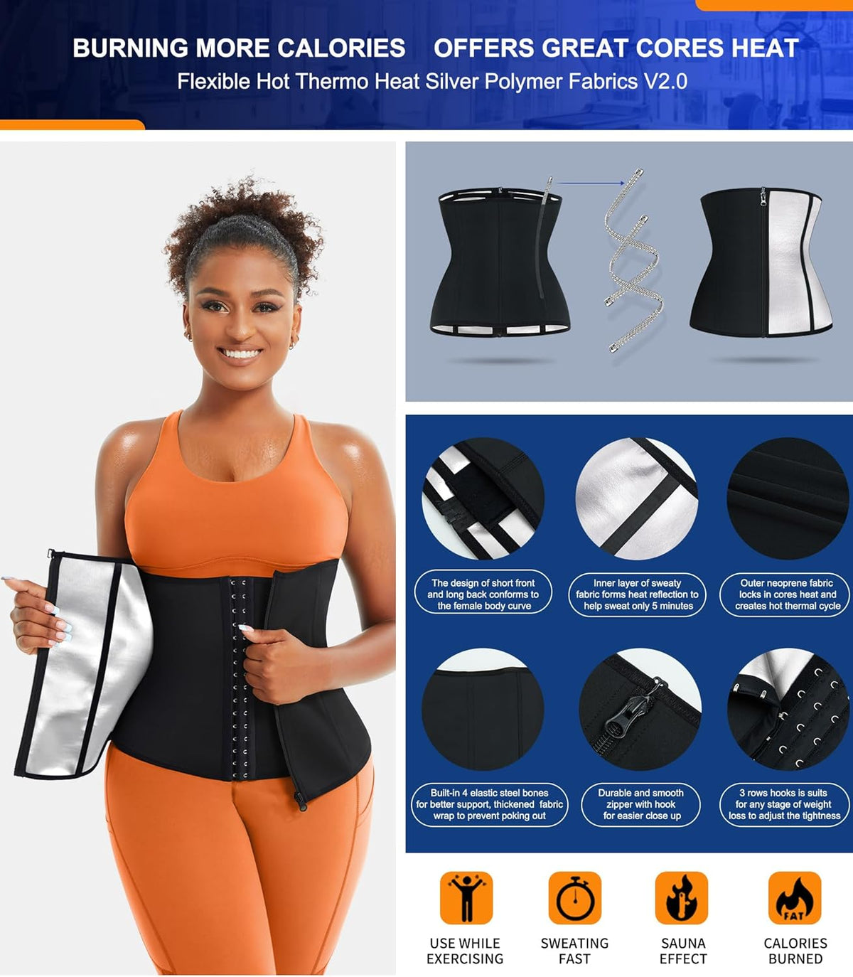TrainingGirl Waist Trainer for Women Lower Belly Waist Trimmer Corset Tummy Wrap Workout Sweat Belt Band Sports Sauna Suit