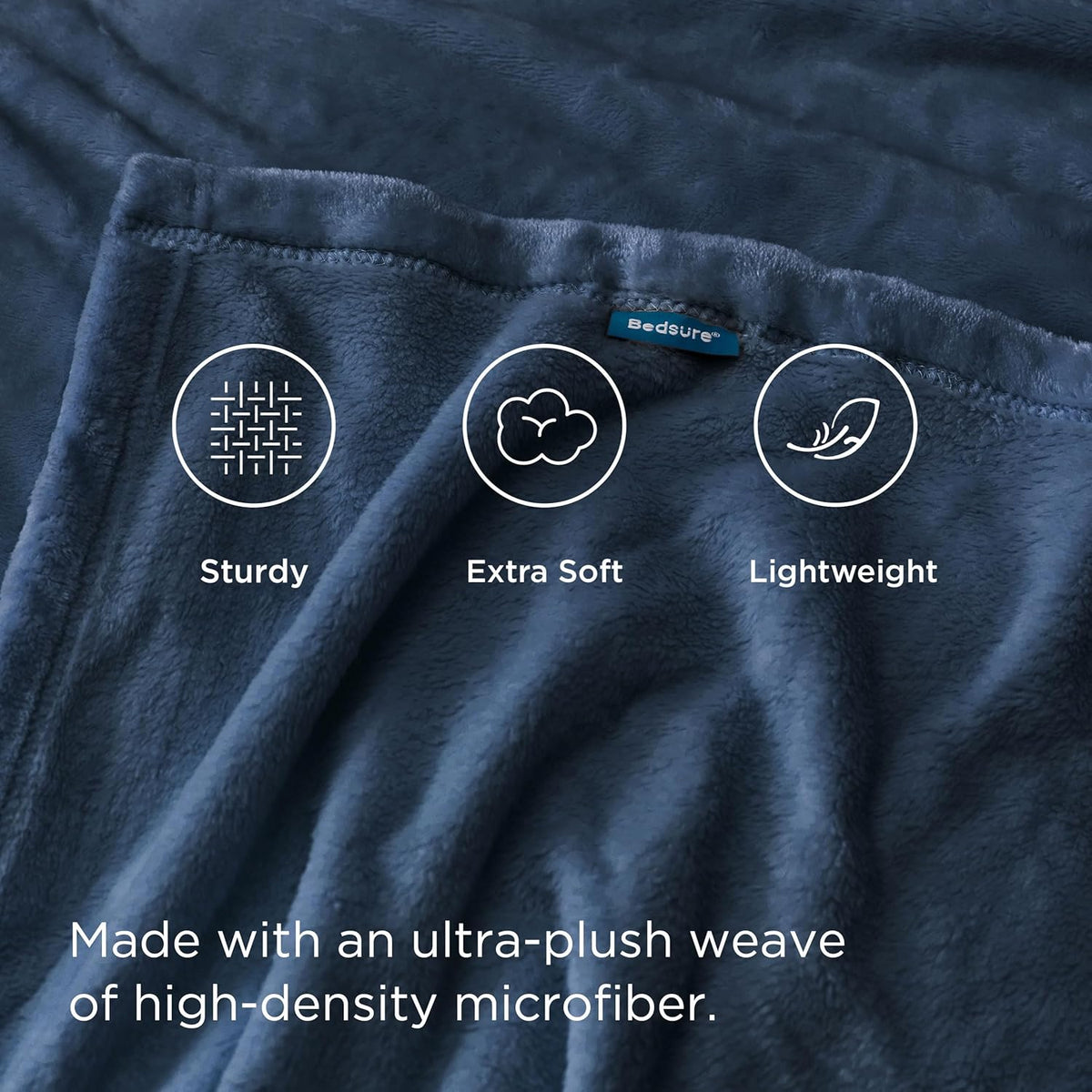 Bedsure Fleece Blanket Twin Size Mineral Blue - 300GSM Lightweight Plush Fuzzy Cozy Soft Warm Blanket for Bed, Sofa, Couch, Travel, Camping, 60x80 inches