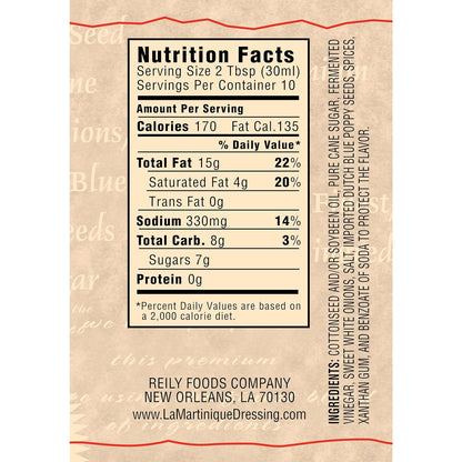La Martinique Original Poppy Seed Dressing 10 Ounce Bottle (Pack of 6)
