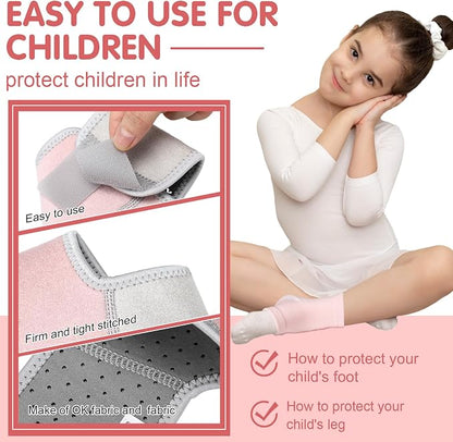 Tarpop 2 Pairs Kids Ankle Brace Set Foot Support Stabilizer Wraps Protector Guard Knitted Ankle Sleeve Sock Support Compression Socks for Injury Prevention(Pale Pink,Medium)