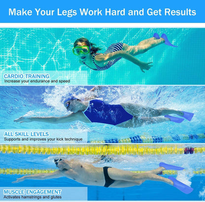 Gintenco Swim Fins, Kids Swim Training Fins for Lap Swimming, Travel Size Flippers with Mesh Bag, Silicone Swimming Fins for Kids Teens Adults Women Men
