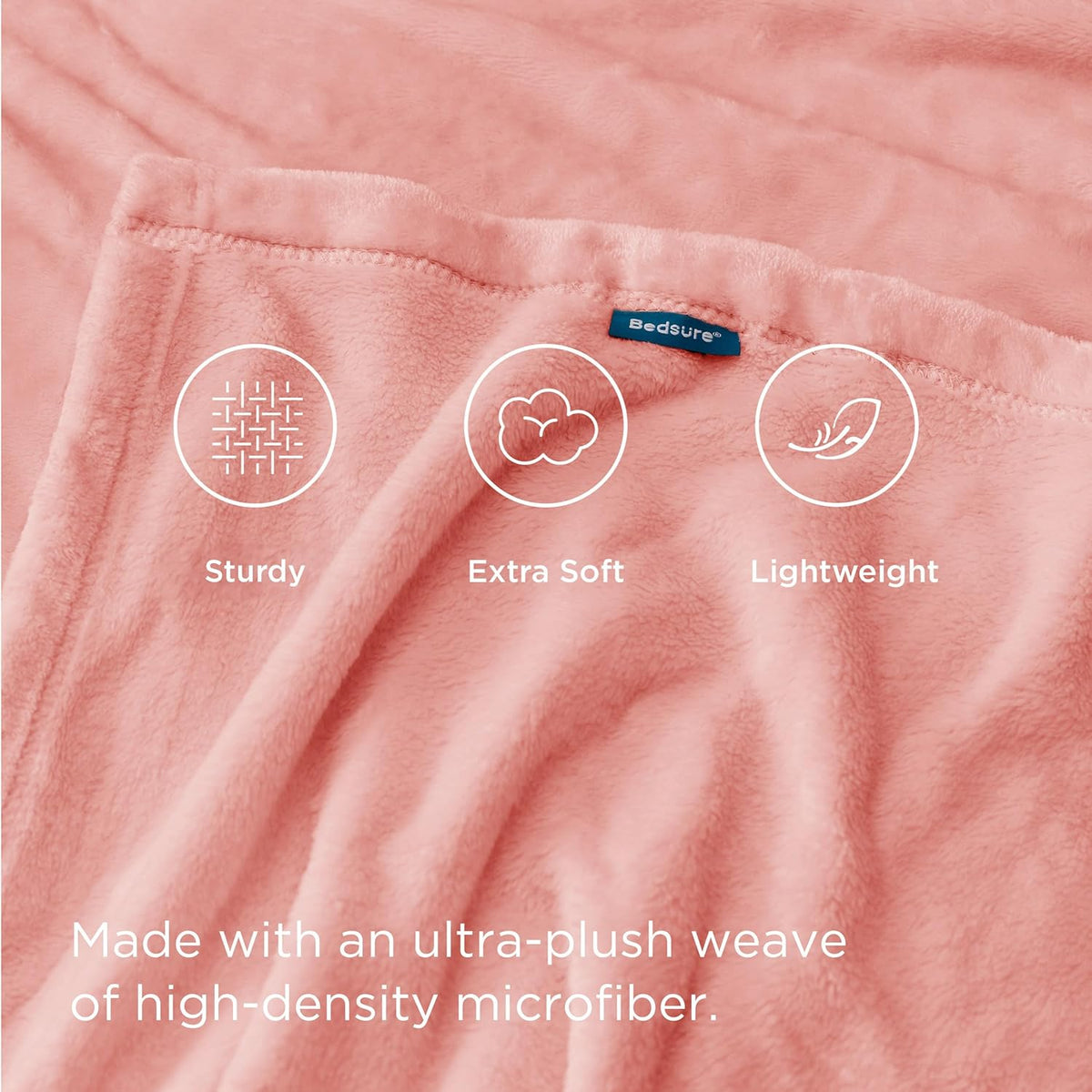 Bedsure Fleece Throw Blanket for Couch Pink - Lightweight Plush Fuzzy Cozy Soft Blankets and Throws for Sofa, 50x60 inches