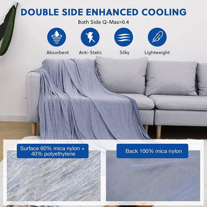 HOMFINE Cooling Blankets for Hot Sleepers - Summer Blanket Thin Lightweight Breathable Soft Double Side Enhanced Cooling for Bed Couch Sofa, Keep Cool for Night Sweats (Blue, 108 x 90 inches)