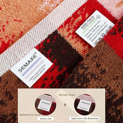 SEMAXE 4-Pack Luxury Bath Towels for Bathroom, 100% Cotton, Soft, Absorbent, and Quick-Drying, 55"x27", Plum Garden, Perfect for Hotels, Gyms, and Spas