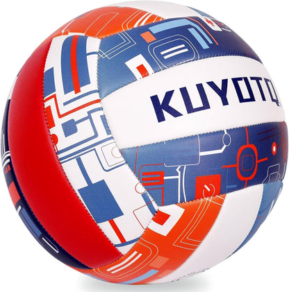 KUYOTQ Official Size 5 in&Outdoor Beach Volleyball,3MM Thickened Surface Soft Leather Youth Womens Mens Volleyball for Game Gym Training(Deflated)