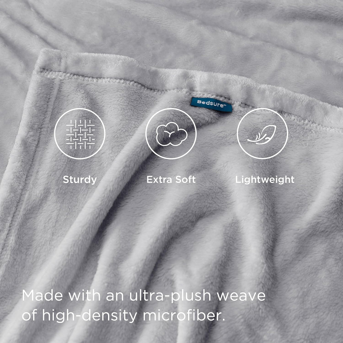Bedsure Twin XL Fleece Blanket Dorm Bedding - Lightweight Soft Cozy Blankets for Bed, Sofa, Couch, Travel, Camping,Light Grey, 66"x90"