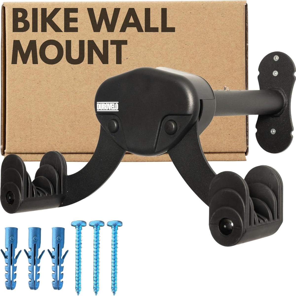 Bike Wall Mount - Horizontal Wall Hanger, Adjustable Design for Road, Mountain and Hybrid Bikes up to 48.5 lbs - Space-Saving Bike Rack for Garage or Apartment - Sturdy Indoor Bicycle Storage