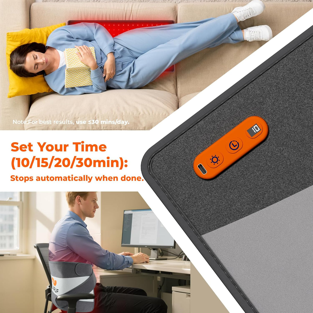 Red Light Therapy for Body, 25.2"x13" Large Light Therapy Pad with Timer, 660&850nm Infrared Light Therapy for Back Waist Shoulder Knee Joint, 10000mAh Cordless Using Home Outdoor, Gift for Women Men