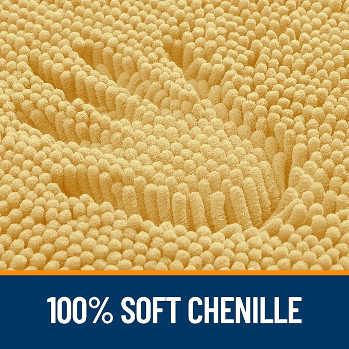 OLANLY Large Bathroom Rugs 59x35, Extra Soft Absorbent Chenille Bath Rugs, Rubber Backing Quick Dry, Machine Washable Bath Mats for Bathroom Floor, Tub and Shower, Home Decor Accessories, Yellow