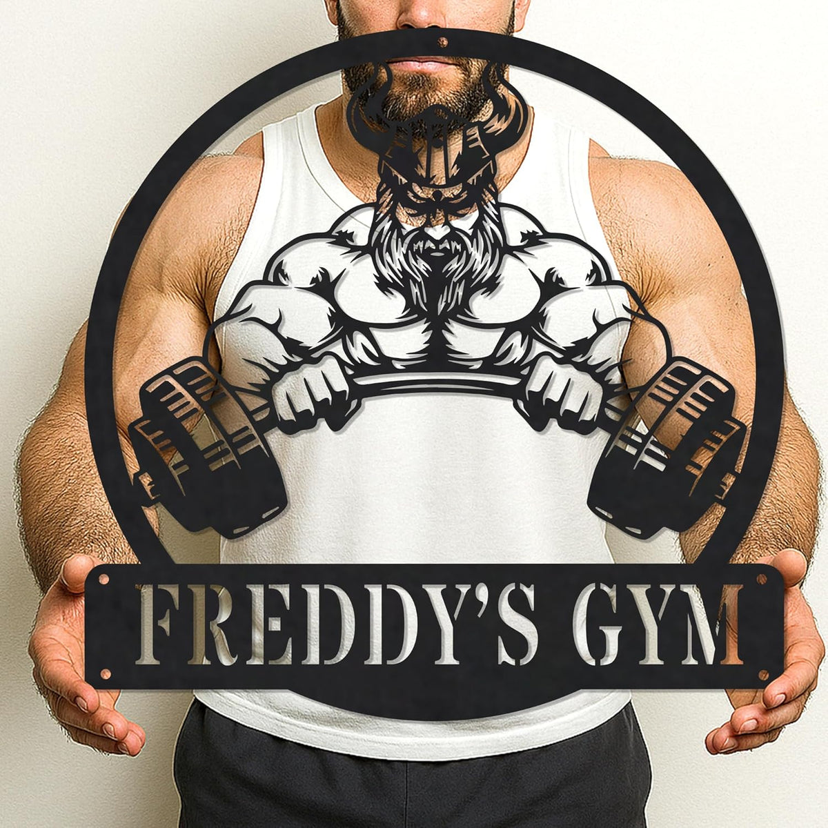 Custom Name Gym Metal Sign Personalized Fitness Wall Art Decor for Home, Workout Room, Garage, Powerlifting Center, Motivational Gift for Women, Men, Dad, Papa, Grandpa, Mother, Sister, Girls