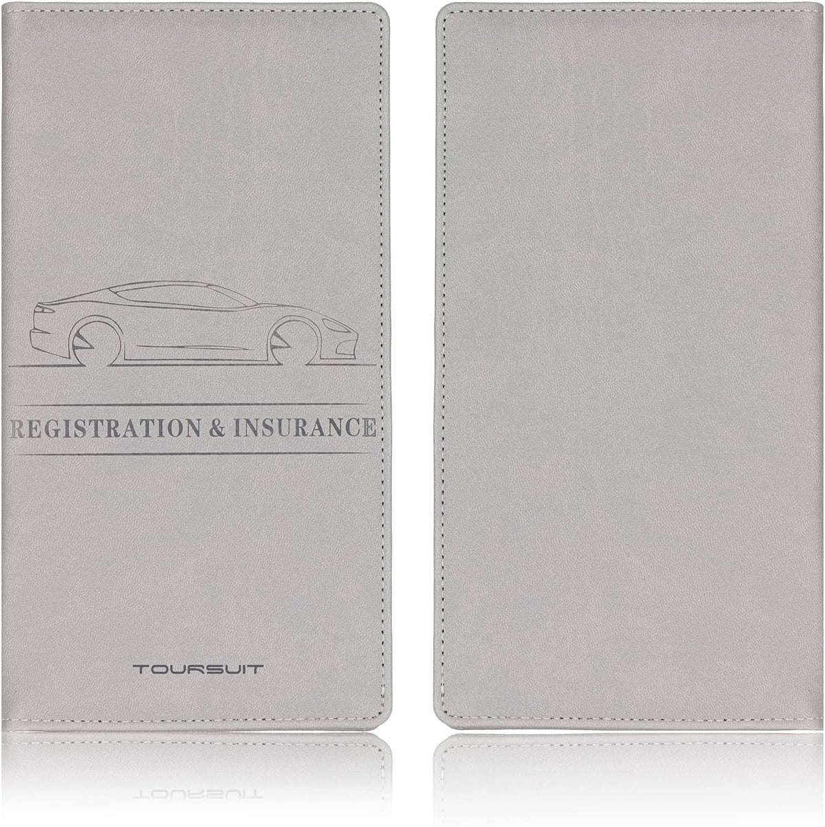 TOURSUIT Car Registration and Insurance Card Holder, Vehicle License Document Glove Box Compartment Organizer, Interior Car Accessories for Women Men Teens (Grey)