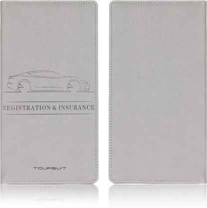 TOURSUIT Car Registration and Insurance Card Holder, Vehicle License Document Glove Box Compartment Organizer, Interior Car Accessories for Women Men Teens (Grey)