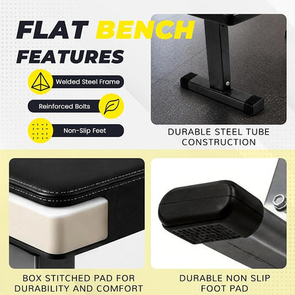 HULKFIT Adjustable Folding Weight Bench, Heavy Duty Workout Bench with Multiple Backrest Positions, Stable Incline Decline Flat Exercise Bench for Full Body Strength Training at Home Gym