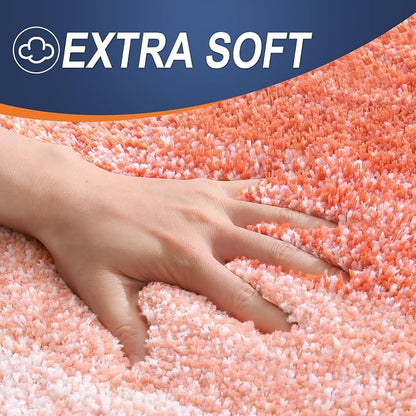 OLANLY Bathroom Runner Rugs Mat 70x24, Extra Soft Absorbent Microfiber Bath Rugs, Rubber Backing, Quick Dry, Washable Long Bath Mats for Bathroom Floor, Tub and Shower, Home Decor Accessories, Coral