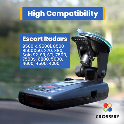 Radar Detector Mount for Escort Radar Detectors, Dash & Windshield Car Suction Cup Mount Fit for Escort Passport 9500ix, 9500i, 8500, 8500 X50, X70, X80, Solo S2, S3, STi and Beltronics RX-65, Black