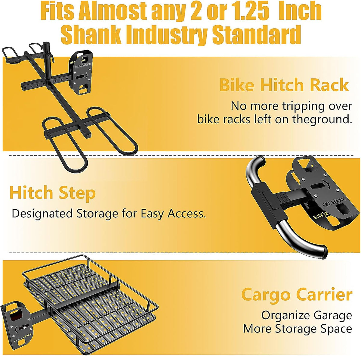 Hitch Wall Mount Bike Rack,Trailer Hitch Wall Mount Receiver Adjustable 1.25" to 2" for Garage Organization,Heavy Duty Hitch Wall Mount Storage Rack Hold 90lbs,Wall Mounted Hitch for Bike Rack/Cargo Carrier