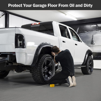 Nisorpa Garage Floor Rubber Mat,4Ft x 8.2Ft Rubber Flooring Rolls,1/8 Inch Thick Heavy Duty Diamond Plate Rubber Garage Floor Covering Waterproof Park