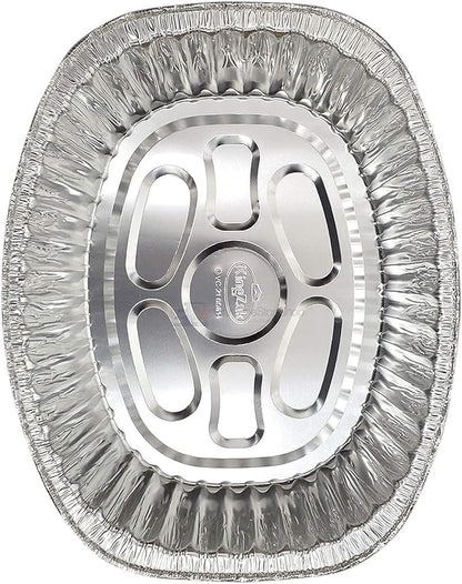 Disposable Oval Roasting Pan - Durable Turkey Roaster Pans Extra Large, Heavy-Duty Aluminum Foil, Deep, Oval Shape for Chicken, Meat, Brisket, Roasting, Baking, Recyclable (40)