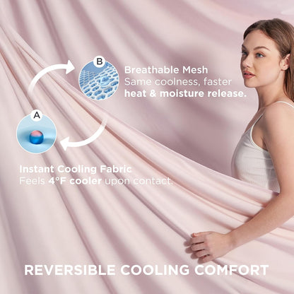 Bedsure Summer Cooling Blanket King Size for Hot Sleepers with Sports Mesh Design, Arc-Chill Q-Max 0.4 Lightweight Breathable Ice Cold Blanket for Night Sweats, 108 x 90 Inches, Mesh Pink