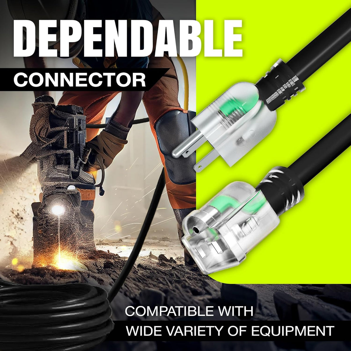 200ft Outdoor/Indoor Extension Cord 14/3 Gauge Heavy Duty 3 Prong SJTW, Waterproof, Flexible Cold-Resistant Long Power Cord,125 Amp 875W, Black by LifeSupplyUSA