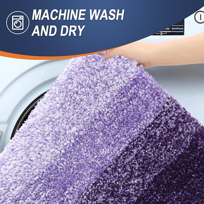 OLANLY Bathroom Runner Rugs Mat 59x20, Extra Soft Absorbent Microfiber Bath Rugs, Rubber Backing, Quick Dry, Washable Long Bath Mats for Bathroom Floor, Tub and Shower, Home Decor Accessories, Violet