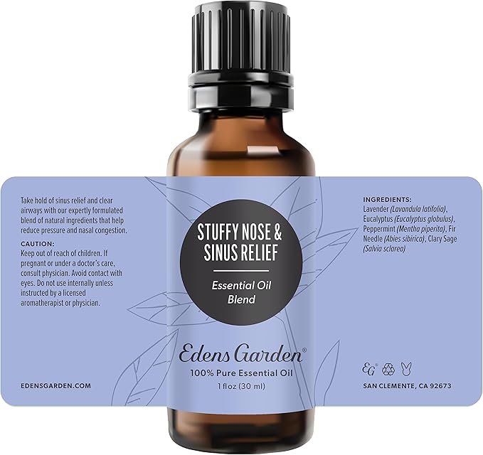 Edens Garden Stuffy Nose & Sinus Relief Essential Oil Blend- 100% Pure Premium Grade, Undiluted, Natural, Therapeutic, Aromatherapy, The Best for Skin, Face, Humidifiers 30 ml (1 fl oz)