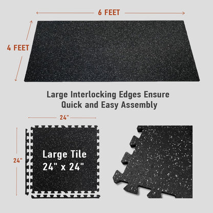 AIRHOP 0.56in Thick 24 Sq Ft Exercise Equipment Mats, 6 Tiles Upgraded Rubber Top with High Density EVA Foam, Large Interlocking Puzzle Gym Flooring for Home Gym, Heavy Weight Workout, 24 x 24in