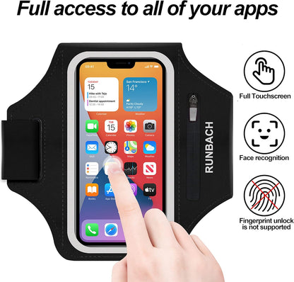 Armband for iPhone 16 Pro Max/16 Plus/15 Pro Max/15 Plus/iPhone 14 Pro Max/14 Plus/13,12,11 Pro Max/XS Max,Water Resistant Sport Armband with Zipper Slot for Airpods and Keys (Black)