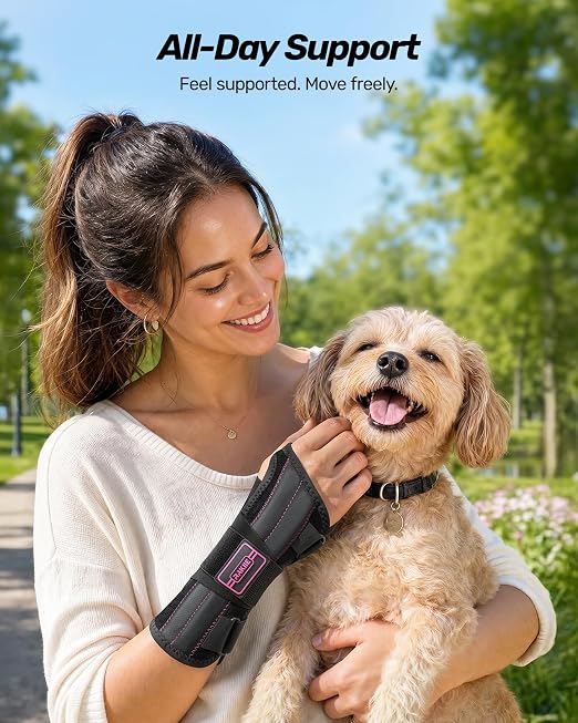 Rakiie Upgraded Carpal Tunnel Wrist Brace, Night Sleeping Support for Arthritis, Sprain & Tendonitis Pain Relief, Flexible 3-Bar Support, Breathable Hand Splint for Typing, Work & Housework, Fit for Men & Women (Pink, Small, Right Hand)