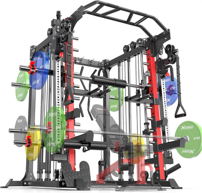 Power Cage,1600lbs Multi-Function Power Rack with Adjustable Cable Crossover System and More Training Attachment, Weight Cage for Home Gym