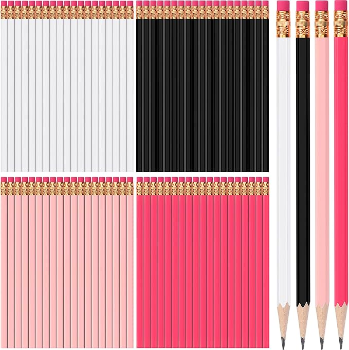TecUnite 120 Pcs #2 HB Pencils with Eraser,Pink Black Series