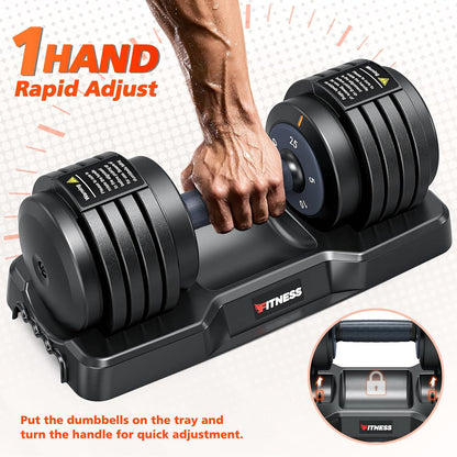 Adjustable Dumbbells Set of 2, 1 Hand Adjustable Weights Dumbbells Set, 5 in 1/10 in 1 Free Dumbbell with Anti-Slip Texture Handle, 25/55/80lb Pair Weight Set For Home Gym Suit both Men and Women