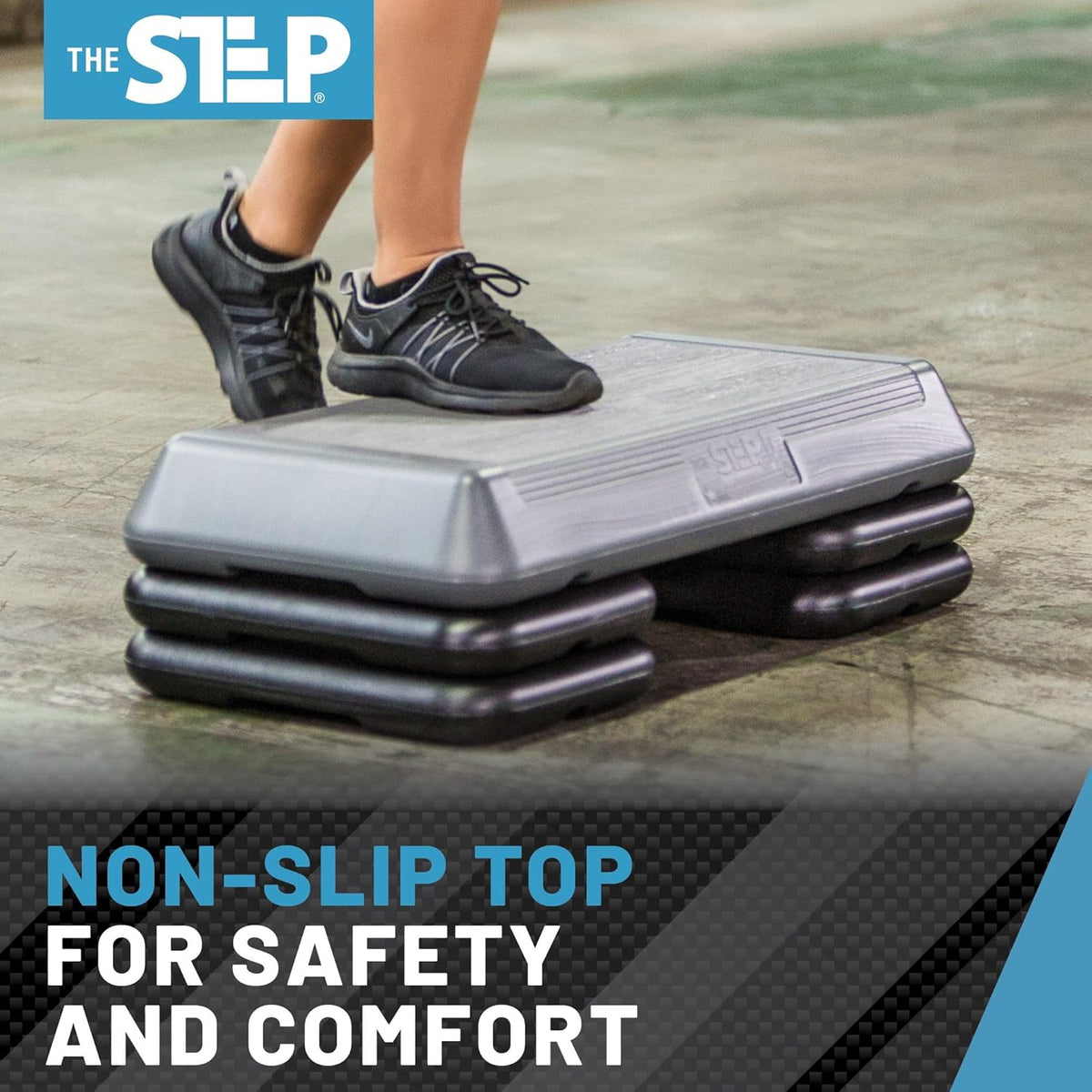 Freestyle STEP Exercise Step Platform, Circuit Size Stepper for Exercise at Home with 2 Risers