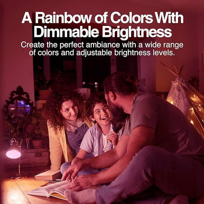 Intermatic ABRA A19 Wi-Fi Smart Bulb, 800 Lumens - Voice Controlled RGB LED, Compatible with Alexa & Google Home - Timers & Schedules, 2.4 GHz Wi-Fi Only, No Hub Required (4 Pack)