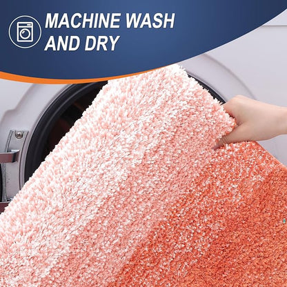 OLANLY Bathroom Runner Rugs Mat 70x24, Extra Soft Absorbent Microfiber Bath Rugs, Rubber Backing, Quick Dry, Washable Long Bath Mats for Bathroom Floor, Tub and Shower, Home Decor Accessories, Coral