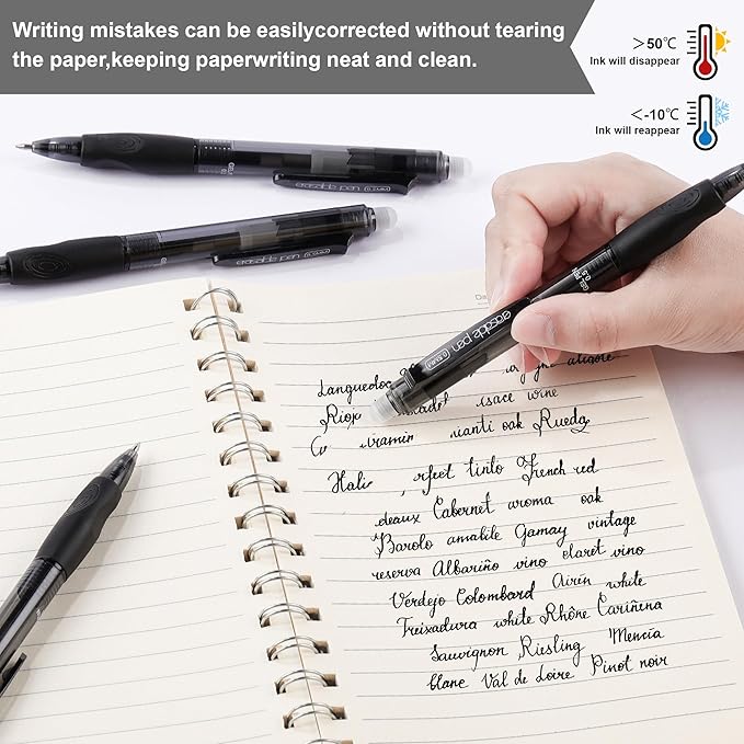 USUAL 54 Pack Retractable Erasable Gel Pens Clicker, Black Blue Red Ink for Planners,Fine Point(0.5mm),Make Mistakes Disappear, Premium Comfort Grip, Smooth Writing Pen Office Back-to-School Supplies