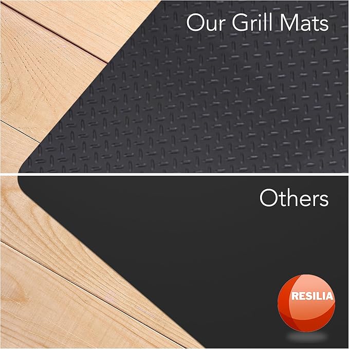 RESILIA X-Large Under Grill Mat – Heavy Duty, Reusable Outdoor Floor Protector Mats for Deck, Patio, & Garage – 57 Inch x 47 Inch, Black Diamond Plate, Made in the USA