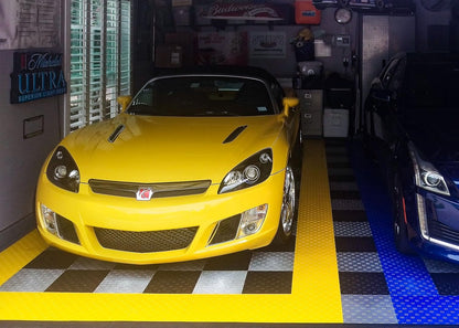 GarageTrac Diamond, Durable Interlocking Modular Garage Flooring Tile (12 Pack), Yellow