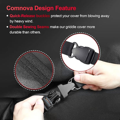 Comnova Griddle Cover for Blackstone Griddle 36 Inch - 600D Flat Top Grill Cover for Blackstone 4 Burner Griddle Without Hood, Outdoor 36" Griddle Cover for FTG600 (with Pole)