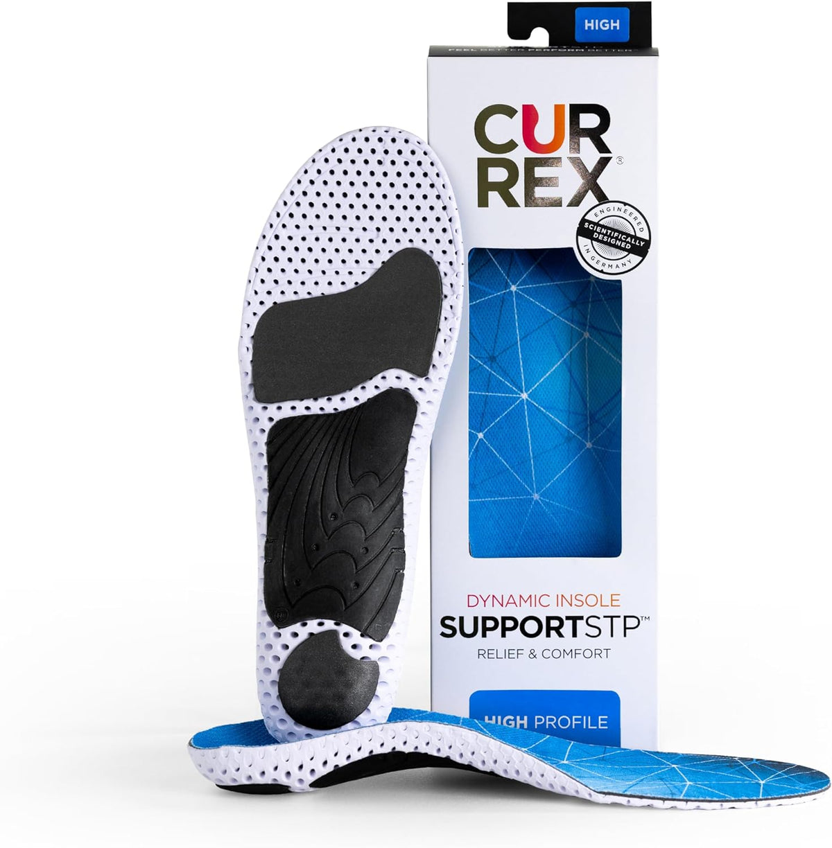 CURREX SupportSTP – Arch Support Insole w/Superior Cushioning & Airflow, Heavy Duty Shell for Less Fatigue – Comfort, Athletic, Casual and Work Shoe Inserts, Men & Women – High Arch, Medium