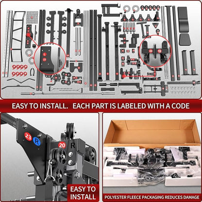 Smith Machine，Multi-Function Squat Rack Power Cage with Cable Crossover System,with Optional Weight Bench, Olympic Barbell Weight Set, for Home Gym